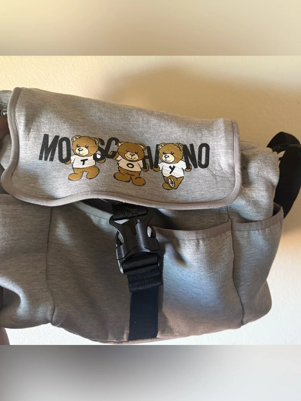 Moschino Gray Sweatpants with Bear Graphic